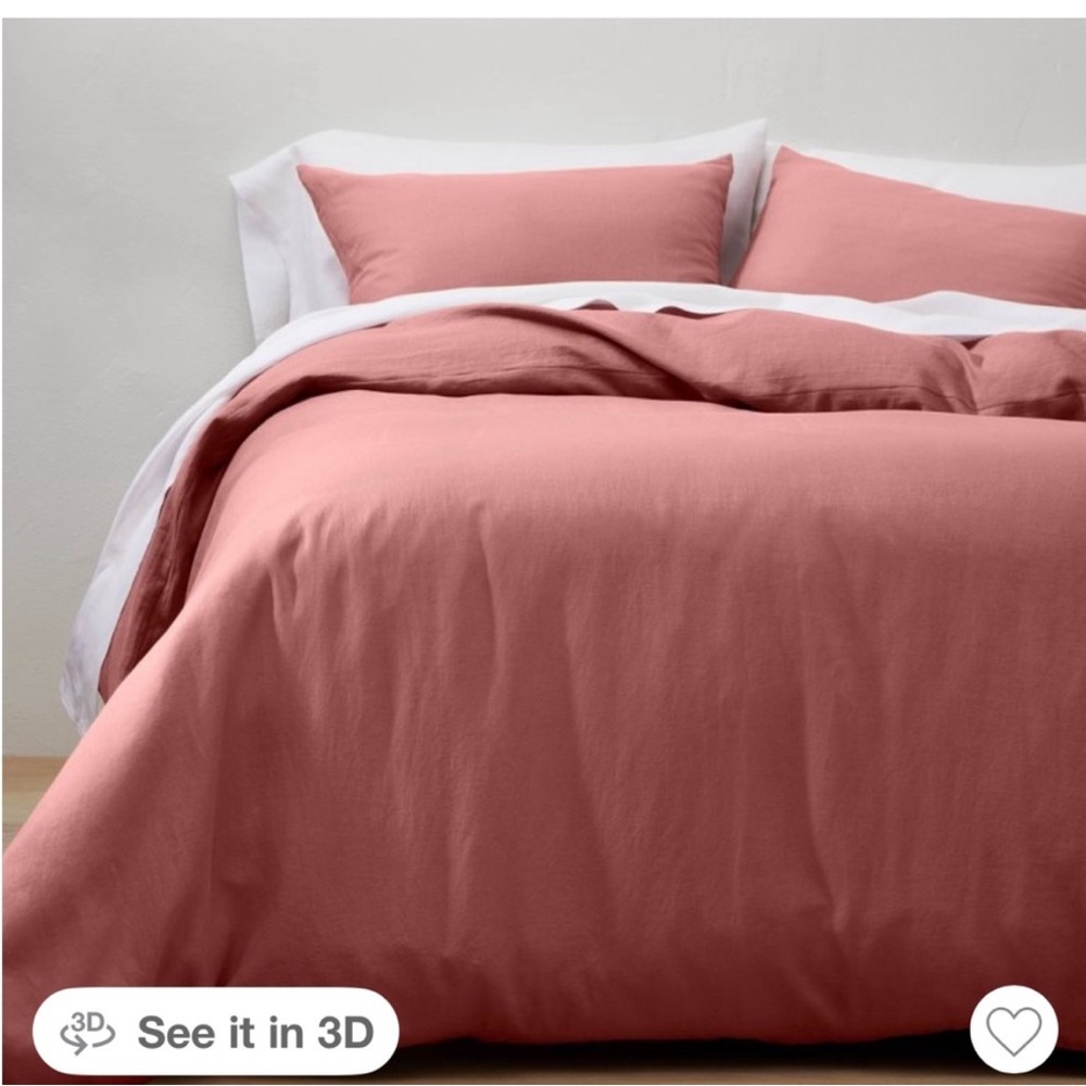 Casaluna F/Q Heavyweight Rose Linen Blend Duvet Cover Set